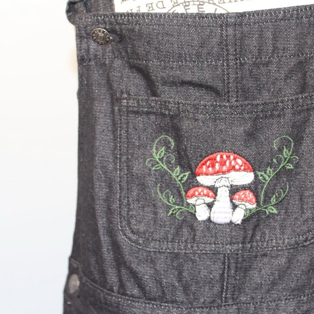 Mushroom Embroidered Overalls 8 - Picture 2 of 8